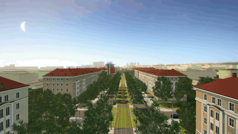 Animation of the planned design of the campus line on Nürnberger Straße.