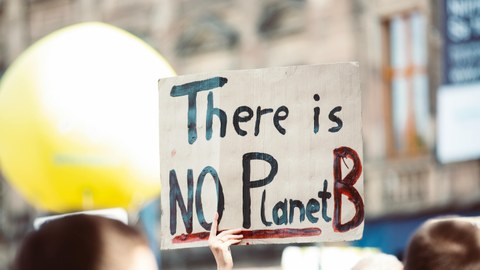 Demonstration mit Plakat There is no planet B