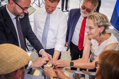Sealing the time capsule.