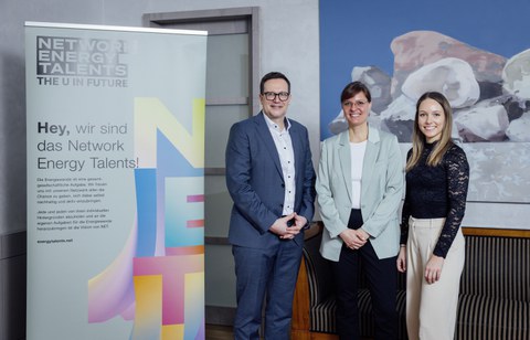 Board of Network Energy Talents e. V. (from left to right):  First Chairman Sven Kretzschmar (SachsenEnergie), Deputy Chairwoman Wibke Rauh (50Hertz), Treasurer Annika Wurster (TenneT Germany)
