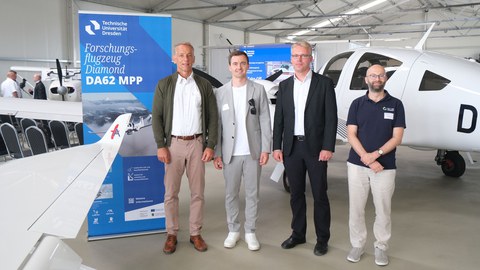Gruppenbild der vier Sprecher des Projekts Air Take-Off.