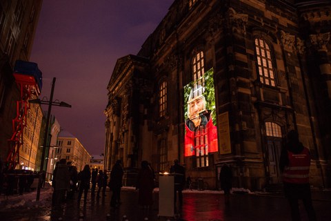 Bildprojektion an der Kreuzkirche