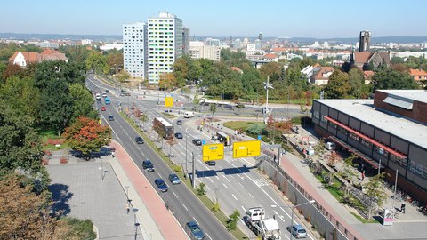 Blick auf den Fritz-Förster-Platz in Dresden