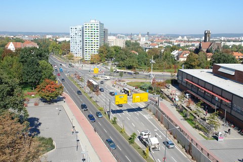 Blick auf den Fritz-Förster-Platz in Dresden