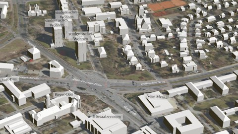 Blick auf ein Modell zur Neuplanung des Fritz-Foerster-Platzes