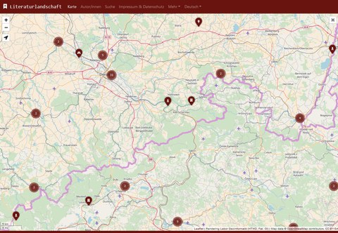 Karte von Sachsen und Böhmen mit runden Markierungen