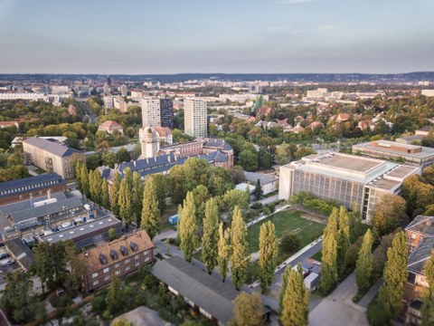 Luftbild vom Campus der TU Dresden