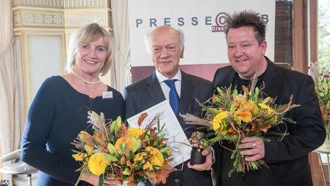 Prof. Gerhard Ehninger (M.), Bettina Klemm und Sebastian Krumbiegel 