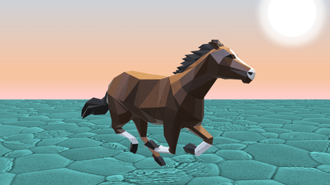 Animation eines Pferdes auf türkisfarbenem Grund