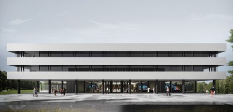 Visualisierung des geplanten Forschungsneubaus für das Lehmann-Zentrum auf dem Campus der TU Dresden