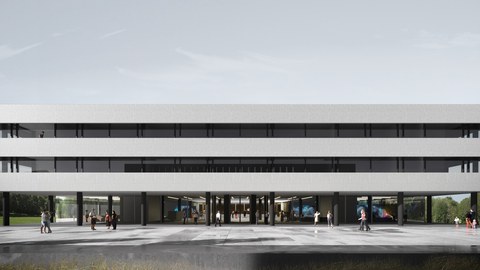 Visualisierung des geplanten Forschungsneubaus für das Lehmann-Zentrum auf dem Campus der TU Dresden