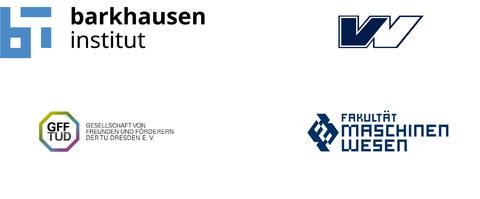 Logos (von links oben nach rechts unten) Barkhausen Institut, VW, GFF, Fakultät Maschinenwesen