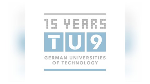 Logo der TU9, Grauer Schriftzug auf weißem Grund