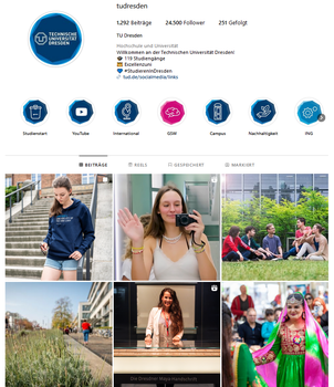 Screenshot of TU Dresden's Instagram channel.