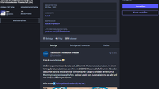 Screenshot der Mastodon-Seite der TU Dresden.