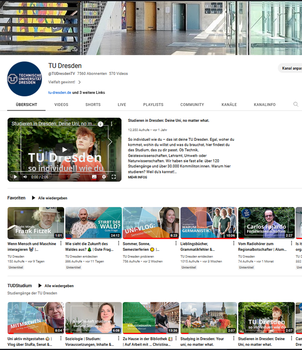 Screenshot of TU Dresden's YouTube channel.