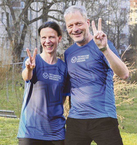 Die TUD-Laufshirts für die REWE Team Challenge haben eine neue Optik.