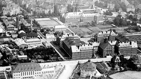 Luftaufnahme des TH-Geländes in Richtung Norden (1930er-Jahre).