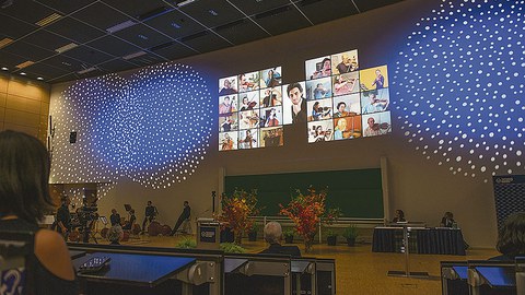 Immatrikulationsfeier Oktober 2020, Blick in den Hörsaal.