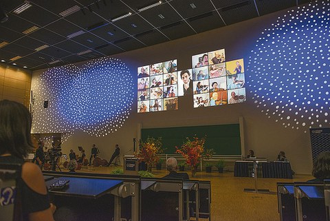 Immatrikulationsfeier Oktober 2020, Blick in den Hörsaal.