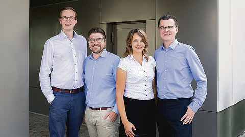 Das Gründungsteam von Semodia: Henry Bloch, Jan Funke, Anna Menschner und Stephan Hensel.