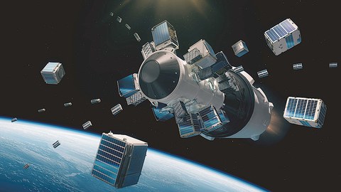 Die Kleinsatelliten, darunter SOMP2b, werden von der Falcon-9-Rakete im All ausgesetzt.