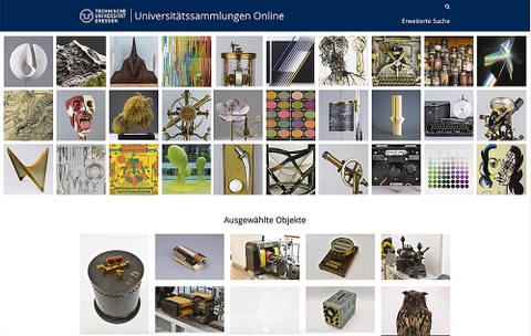 Screenshot von verschiedenen Objekten aus der Präsentation der Universitätssammungen im Netz.