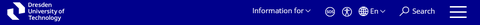 Screenshot of the navigation on the TUD website in the header area