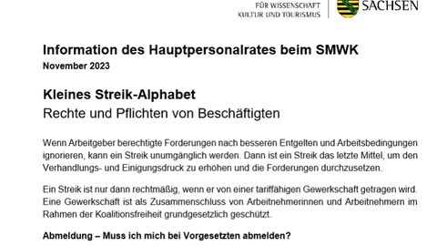 Bild vom Dokument- Hinweise Streik SMWK