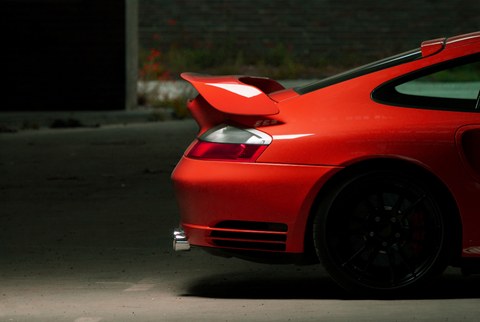 red Porsche, side-gated