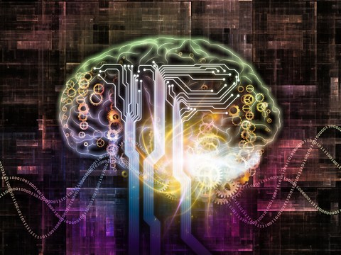 Abbild eines menschlichen Gehirns im Cyberspace