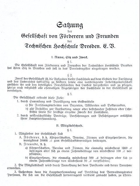 Satzung der Gesellschaft von Förderern und Freunden der Technischen    Hochschule Dresden e.V.   