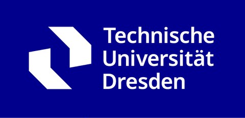 TUD Logo weiß auf blau
