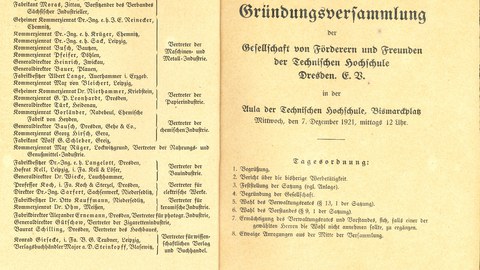 Urkunde der Gründungsversammlung 1921