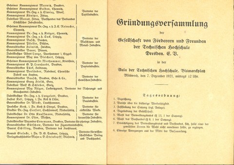 Urkunde der Gründungsversammlung 1921