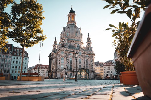 Zu sehen ist die Frauenkirche am Neumarkt in Dresden.