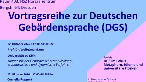 Plakat zum TUD Gebärdenherbst - Vortragsreihe