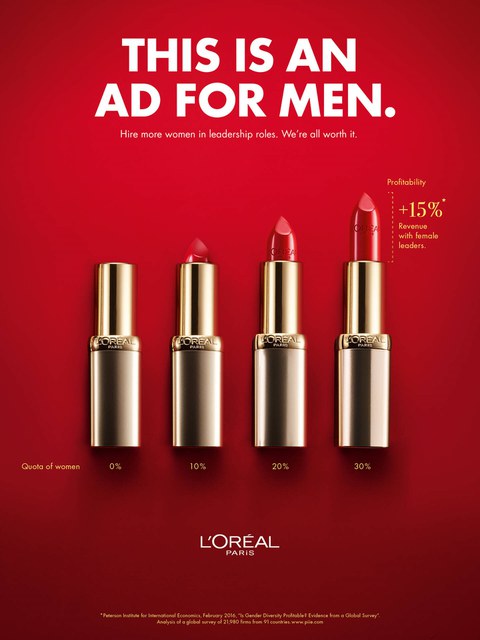Eine Werbung von L'Oréal Paris für mehr weiblich gelesene Führungskräfte al