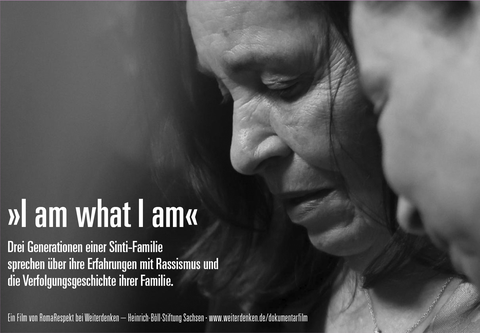 Filmplakat in Schwarz-Weiß mit dem Gesicht einer Frau im Halbprofil auf der rechten Seite. Links in weißer Schrift auf schwarz-grauem Grund der Filmtitel "I am what I am" sowie weitere Angaben zum Film.