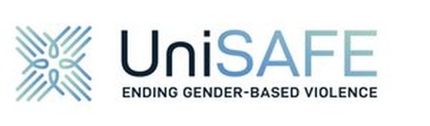 Das Logo zeigt den Text UniSAFE  ending gende-based violence
