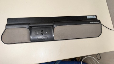 Photo shows the rollermouse lying on a table