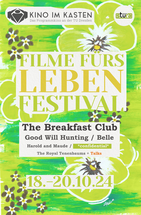 Plakat des Festivals Filme fürs Leben in gelb