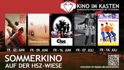 Das Bild zeigt die Filmplakate und die Spieltermine für das Sommerkinoprogramm.