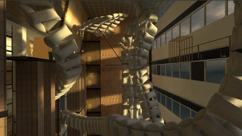 digitale Installation im architektonisch-physischem Raum der Robotron-Kantine