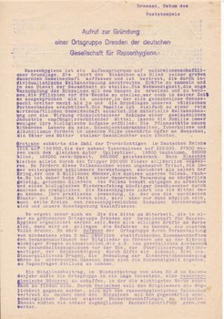 Gründung Ortsgruppe Rassenhygiene