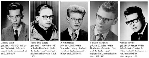 Im ersten (öffentlichen) Dresdner Schauprozess (13.-15. April 1959) verurteilte Studenten.