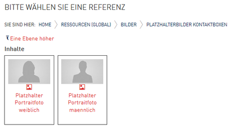 WebCMS screenshot - inserting a placeholder image for a contact box