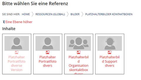 Screenshot aus dem WebCMS - Platzhalterbild für Kontaktbox einfügen
