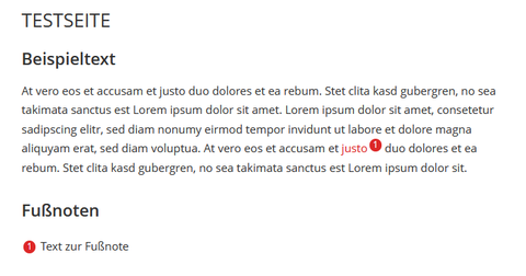 Screenshot of a WebCMS page with a footnote at the end.