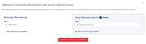 Screenshot der Redaktionsoberfläche Update